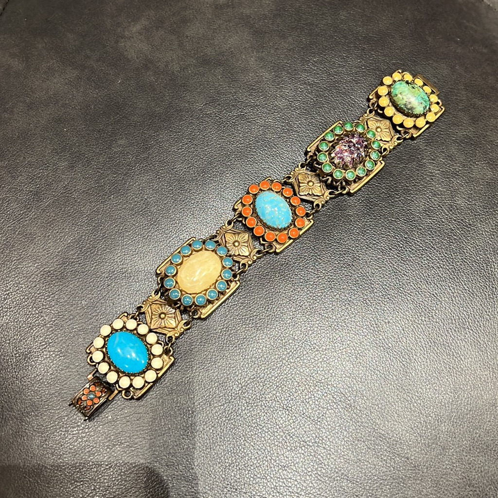 Vintage Ollipop Usa Bronze Brooch Bracelet